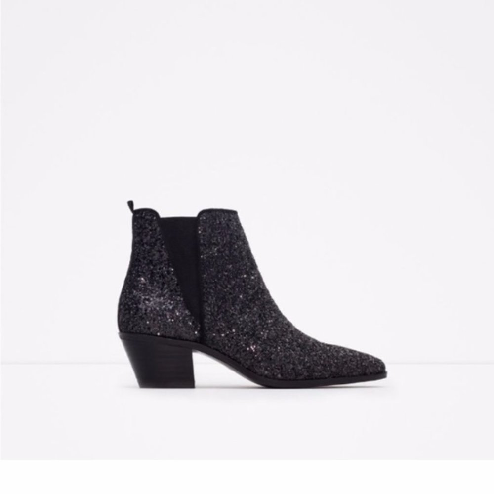 ZARA SPARKLE SEQUIN BOOTIES SIZE 9 (40)